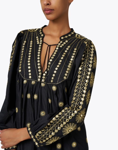 Extra_1 image - Farm Rio - Black Embroidered Cotton Dress