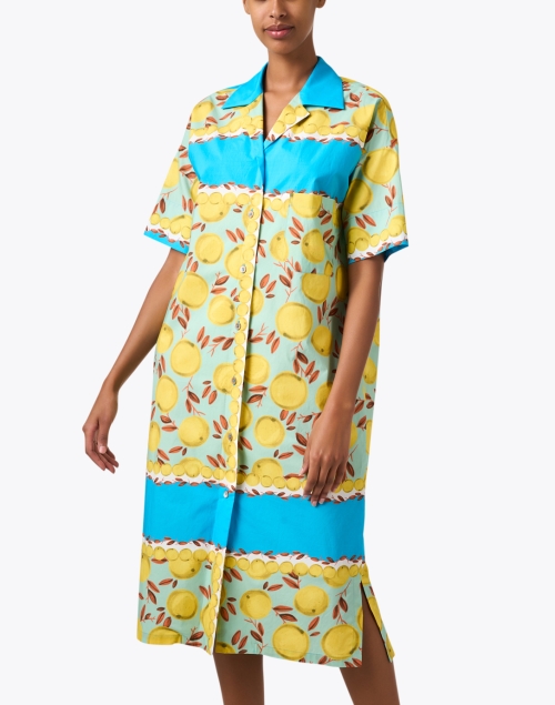 Front image - Odeeh - Watergreen Lemon Print Dress