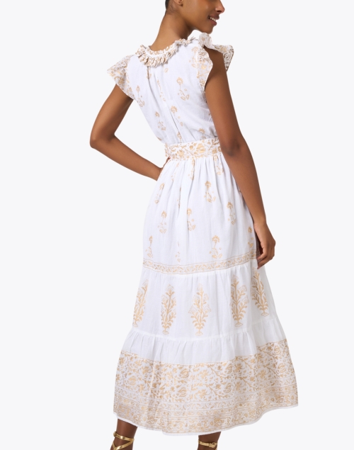 Back image - Bella Tu - Bettina White and Gold Cotton Dress