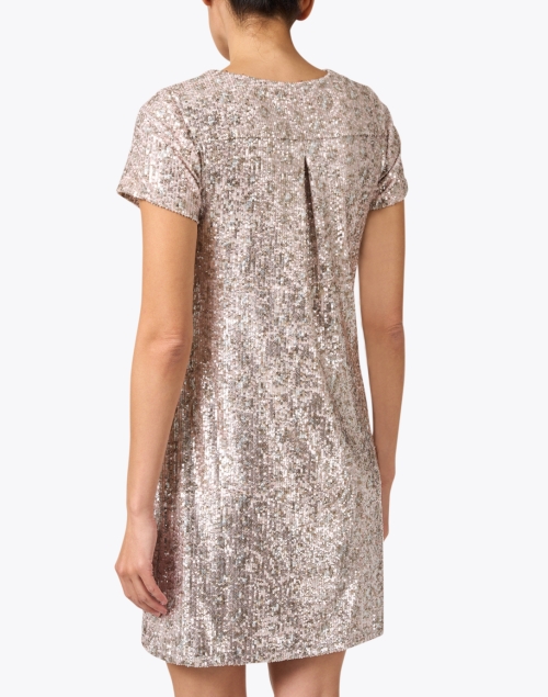 Back image - Jude Connally - Ella Champagne Gold Print Sequin Dress