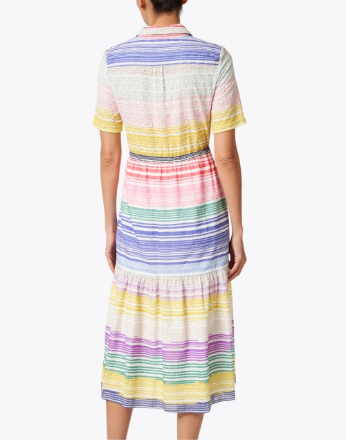 Back image - Vilagallo - Eveline Multi Stripe Midi Shirt Dress