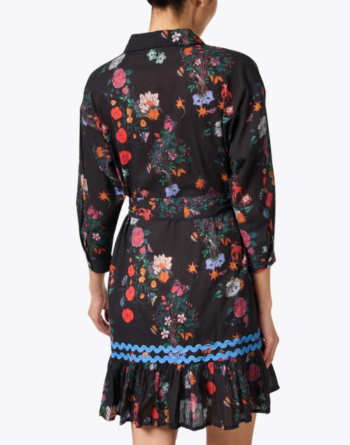 Back image - Ro's Garden - Highland Black Multi Print Shirt Dress 