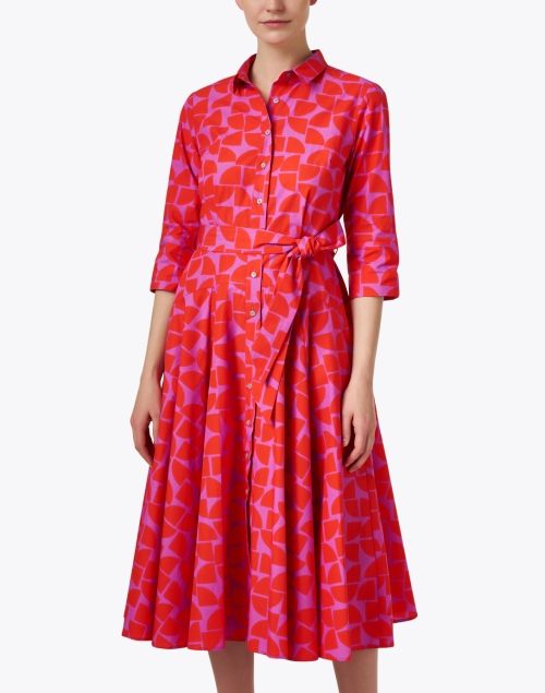 Front image - Rosso35 - Red and Pink Geometric Printed Dress