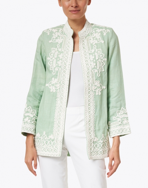 Bella Tu - Ceci Mint Embroidered Linen Jacket
