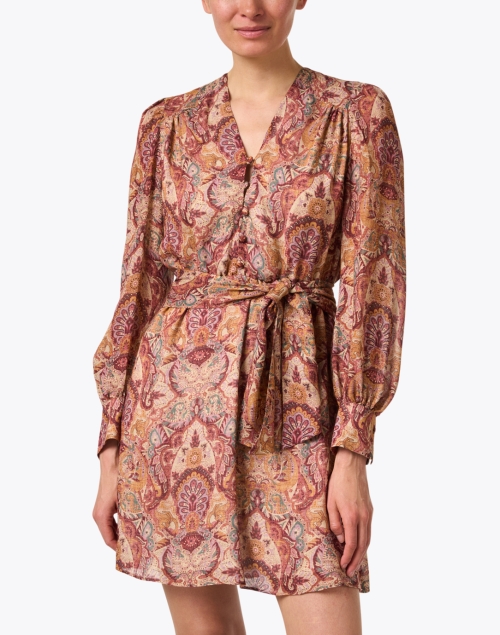 Front image - Caliban - Red Floral Paisley Print Wool Blend Dress