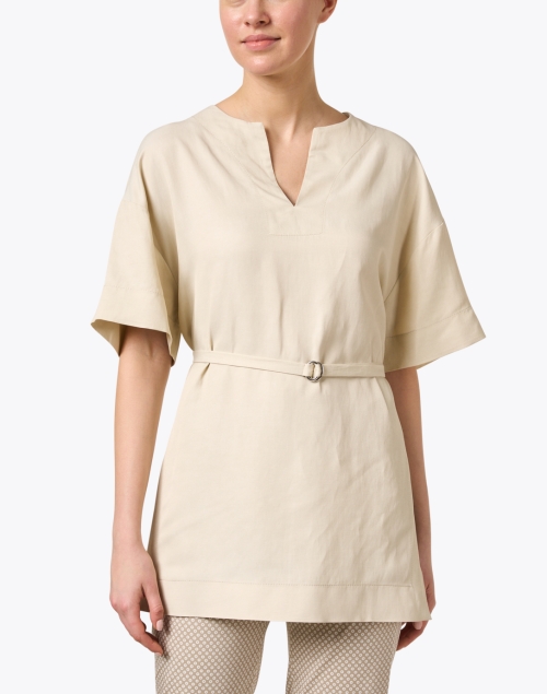 Front image - Piazza Sempione - Beige Belted Tunic Top