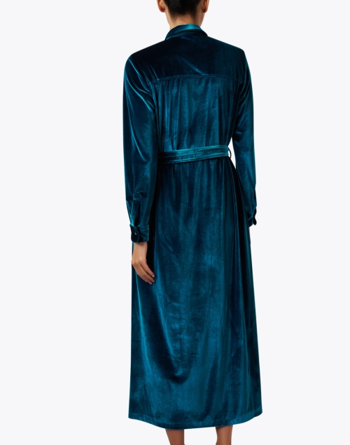 Back image - Caliban - Blue Stretch Velvet Shirt Dress