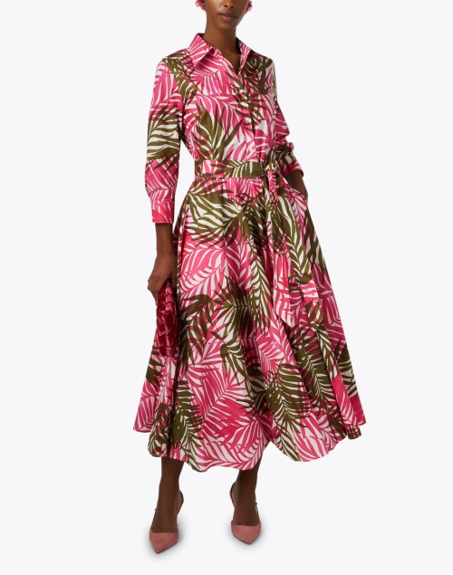Look image - Sara Roka - Taban Pink Fern Print Cotton Dress