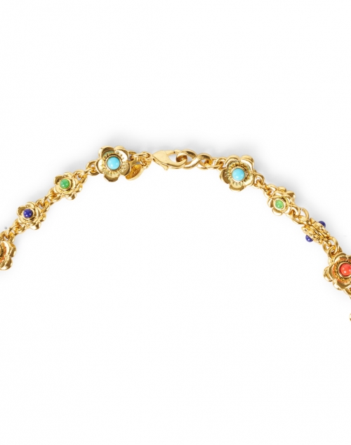 Kenneth Jay Lane - Gold Multicolor and Pearl Cabochons Flowers Necklace