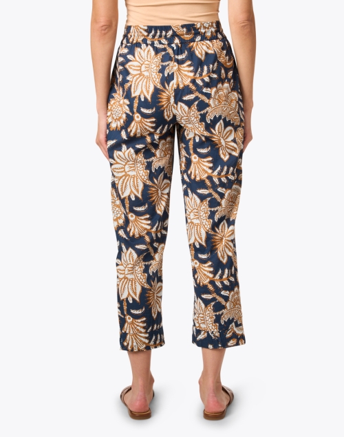Back image - Figue - Noa Navy and Gold Print Cotton Pant