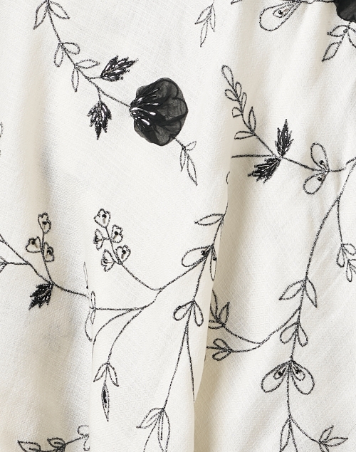 Fabric image - Janavi - Ivory Embroidered Merino Wool Scarf