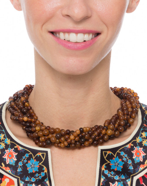 Look image - Kenneth Jay Lane - Brown Horn Beaded Necklace