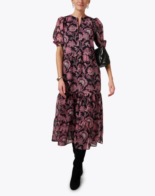 Jordana Black and Pink Print Cotton Dress