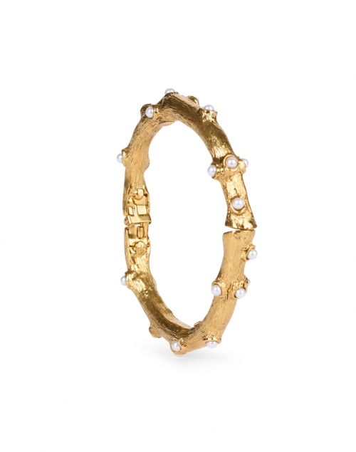 Front image - Kenneth Jay Lane - Gold and Pearl Coral Shape Hinge Bracelet