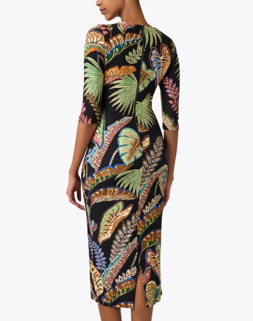 Back image - Farm Rio - Black Foliage Print Dress