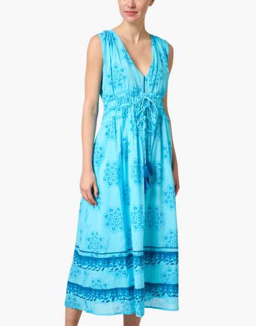 Front image - Ro's Garden - Dorada Blue Print Cotton Dress