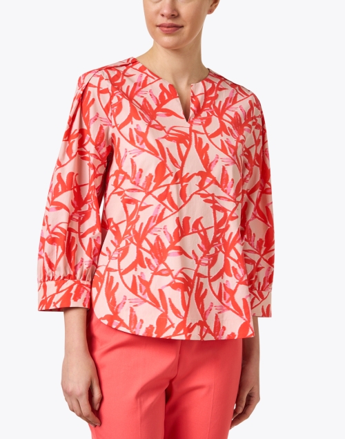 Front image - Marc Cain - Red and Pink Print Cotton Top