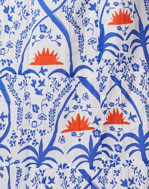 Fabric image - Ro's Garden - Jinette Blue and Orange Print Maxi Dress