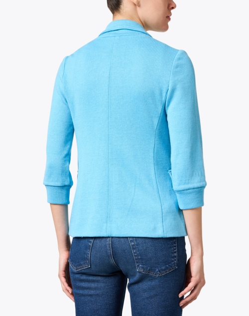 Back image - Amina Rubinacci - Blue Linen Cotton Knit Jacket