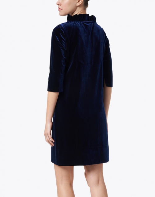 Back image - Gretchen Scott - Navy Velvet Ruffle Neck Dress