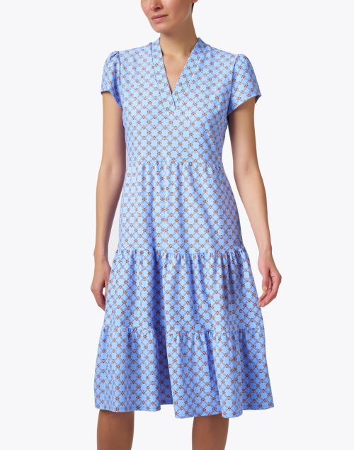 Front image - Jude Connally - Libby Blue Print Tiered Dress