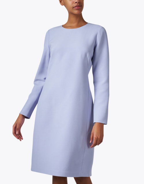Front image - Lafayette 148 New York - Blue Wool Silk Sheath Dress