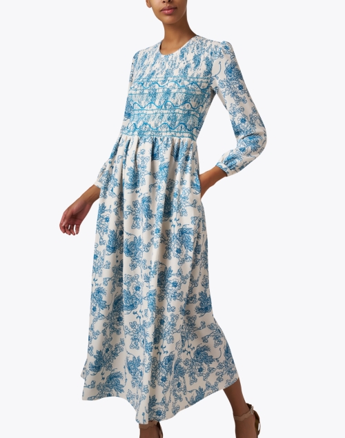 Front image - Loretta Caponi - Lea Blue Print Dress