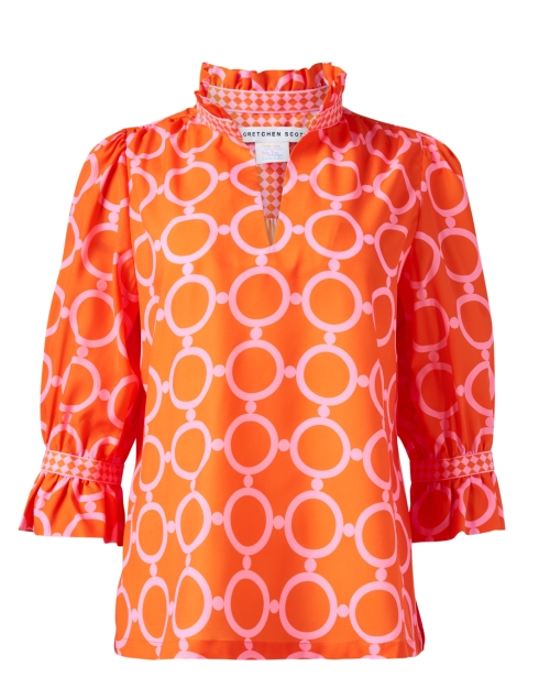 Product image - Gretchen Scott - Pink and Orange Print Ruffle Tunic Top