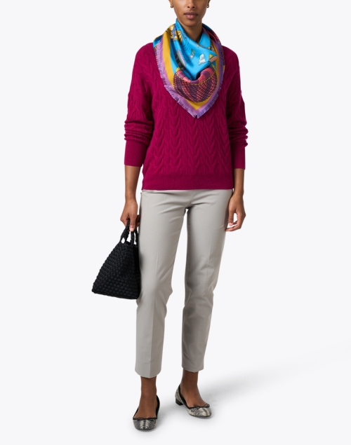 Magenta Cashmere Cable Knit Sweater