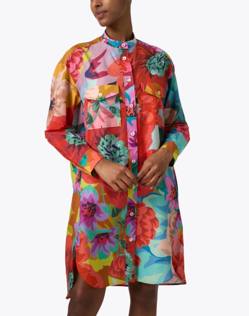 Front image - Megan Park - Lucia Multi Print Cotton Shirt Dress
