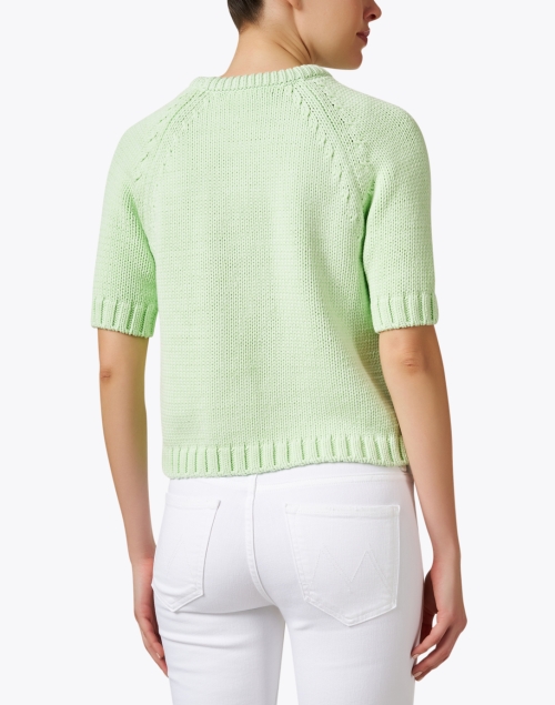 Back image - White + Warren - Green Cotton Short Sleeve Sweater