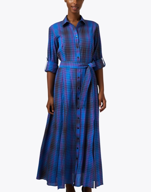 Front image - Finley - Laine Blue Plaid Cotton Dress