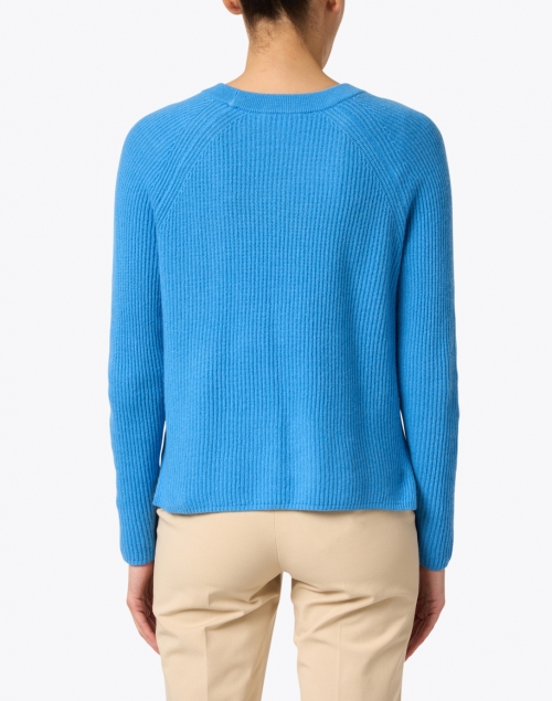 White + Warren - Cerulean Blue Ribbed Cashmere Sweater