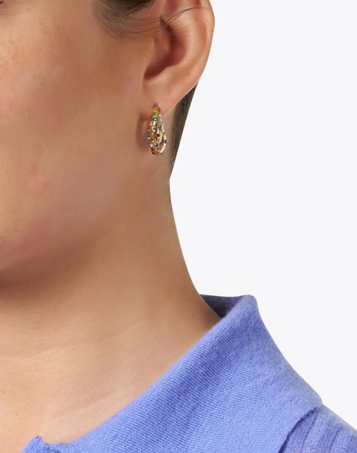 Evelyn Multi Stone Gold Hoop Earrings