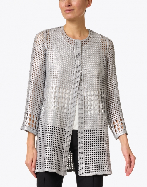 Front image - Rani Arabella - Silver Metallic Cotton Lace Jacket