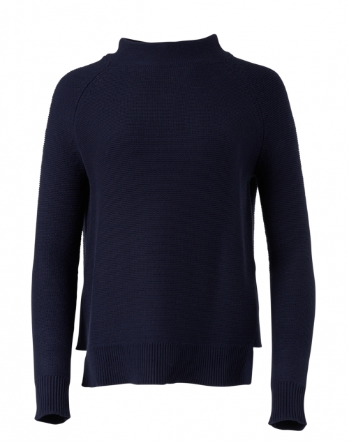 Kinross - Navy Cotton Garter Stitch Sweater