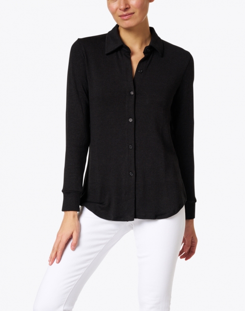 Front image - Southcott - Eastdale Black Cotton Modal Shirt