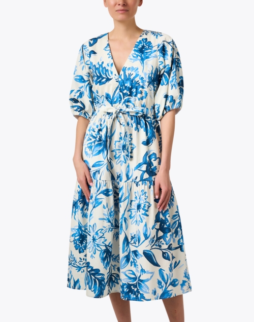 Front image - Figue - Joyce Blue and White Print Cotton Dress