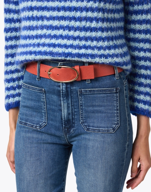 Platano Brick Red Leather Belt