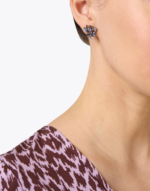 Look image - Oscar de la Renta - Blue Crystal Stud Earrings