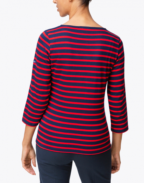Back image - Saint James - Galathee Navy and Red Striped Shirt