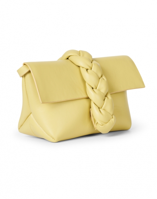 Front image - DeMellier - Mini Verona Lime Smooth Leather Braid Clutch