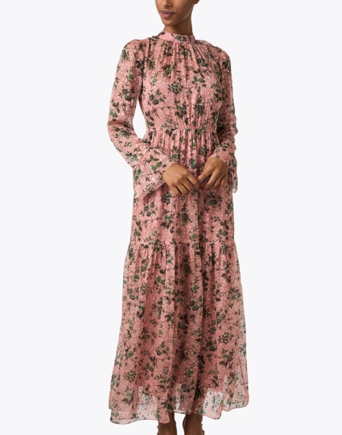 Front image - L.K. Bennett - Swinton Pink Multi Floral Silk Dress