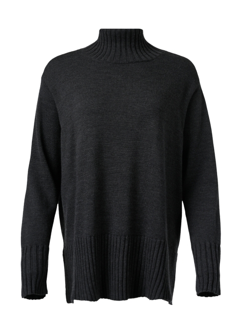 Product image - Eileen Fisher - Charcoal Grey Wool Turtleneck Sweater