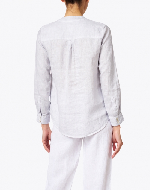 120% Lino - Silver Linen Embellished Shirt