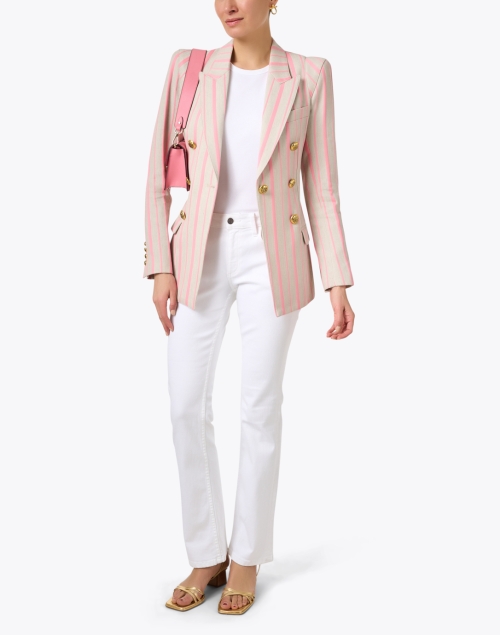 Classic Pink Striped Linen Blazer
