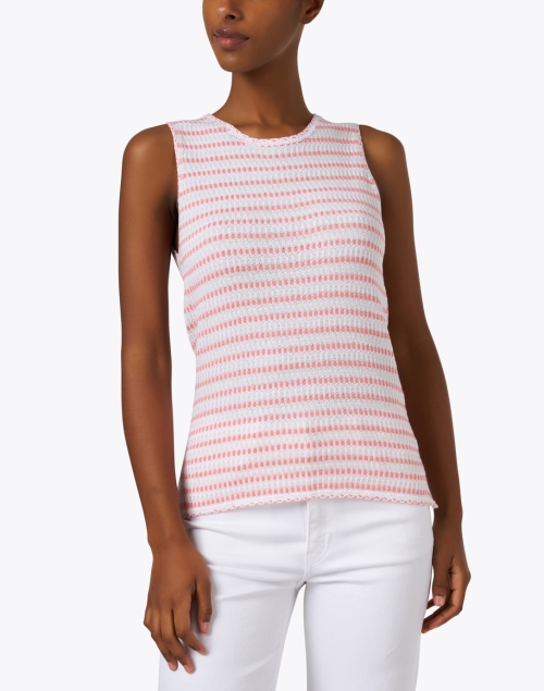 Front image - Ecru - Red and White Striped Knit Tank