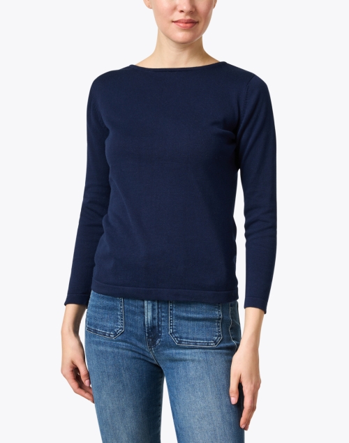 Front image - Blue - Navy Pima Cotton Sweater