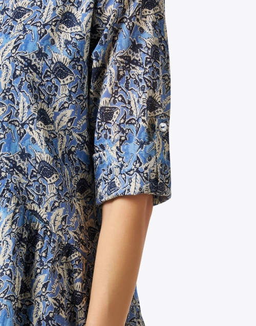 Extra_1 image - Ro's Garden - Deauville Blue Olaf Print Shirt Dress