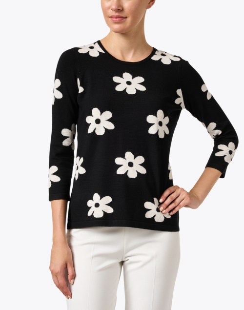 Front image - J'Envie - Black Floral Intarsia Sweater